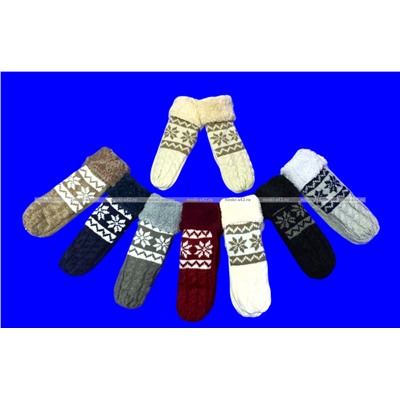 Варежки женские двойные внутри с мехом арт. А 116