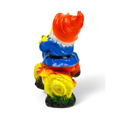Садовая фигура из гипса «Гном с лягушкой на бревне», 25×12×26 см