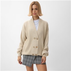 Кардиган на пуговицах женский MINAKU: Casual Collection, бежевый, размер 50