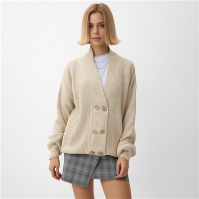 Кардиган на пуговицах женский MINAKU: Casual Collection, бежевый, размер 50