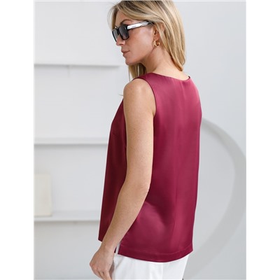 Элегантный топ с V вырезом из струящегося сатина