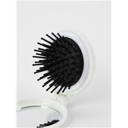 Расчёска массажная DOGS, складная, с зеркалом, d=6.5 см, МИКС