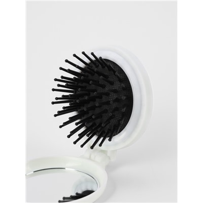 Расчёска массажная DOGS, складная, с зеркалом, d=6.5 см, МИКС