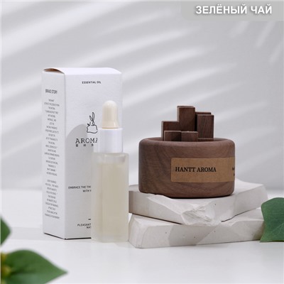 Набор деревянный диффузор Hantt Aroma, зелёный чай, с эфирным маслом 10 мл, в коробке