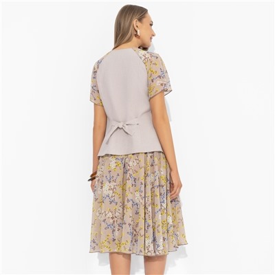 Костюм с юбкой комбинированный, Сияние уверенности ( 2 в 1, бежевый)