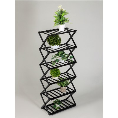Подставка для цветов Greengo, 6 полок, 50×25×110 см, напольная, бамбук, чёрная