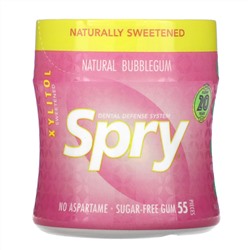 Xlear, Spry, Stronger Longer Dental Defense Gum, Natural Bubblegum, Sugar Free , 55 Count