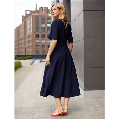 Платье из плотного лиоцелла с поясом на резинке