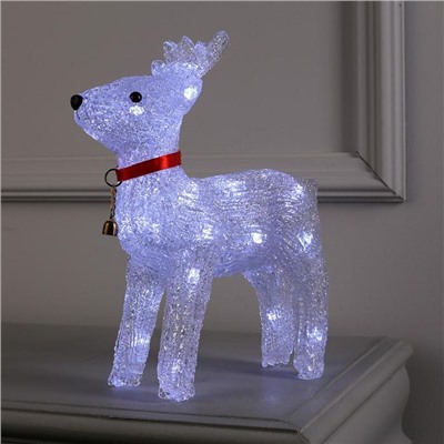 Светодиодная фигура «Олень с колокольчиком» 25×30×9 см, акрил, 24 LED, батарейки ААх3 (не в комплекте), свечение белое
