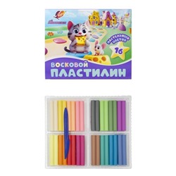 Пластилин восковой 16цв 240г. "Фантазия" (пастельный) 35С 2291-08 Луч