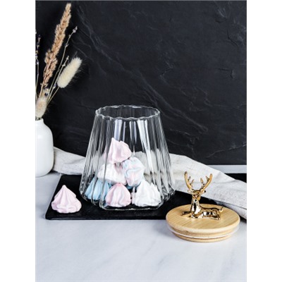 Банка для сыпучих бамбуковая крышка с фигуркой 800 мл 13х11 см / 7606 /уп 48/ новогодняя