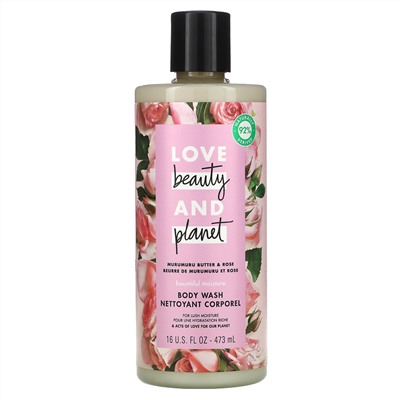 Love Beauty and Planet, Интенсивно увлажняющий гель для душа, «Масло мурумуру и роза», 473 мл