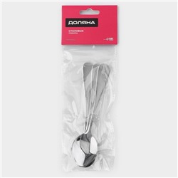 Набор ложек чайных из нержавеющей стали Доляна, длина 13.7 см, толщина 2 мм, 410 сталь, 3 шт.