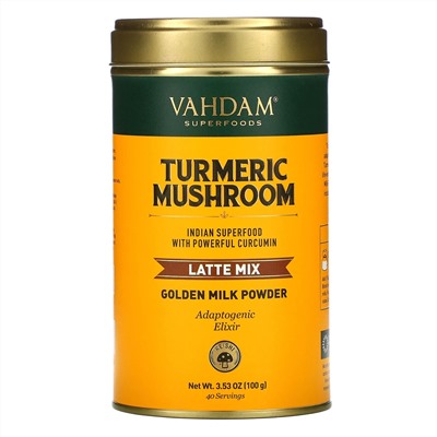 Vahdam Teas, смесь для латте, куркума и грибы, 100 г (3,53 унции)