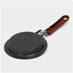 Сковорода Доляна «Улыбка», d=12 см, пластиковая ручка, антипригарное покрытие, углеродистая сталь, чёрная