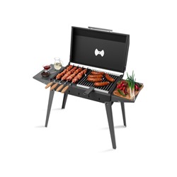 Мангал «Классика 600К», 100.2×38×69 см, 2 мм, складные ножки, боковые полки, крышка