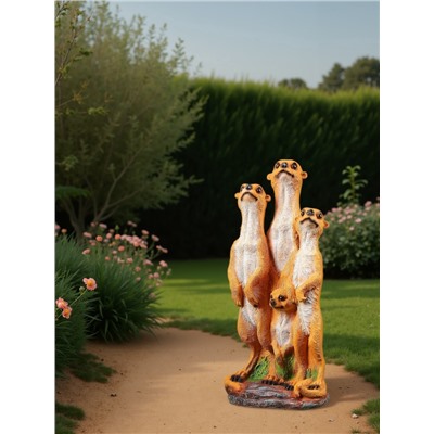 Садовая фигура из полистоуна «Сурикаты четвёрка», 46×17×20 см