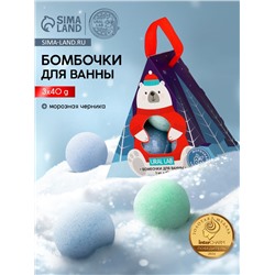 Бомбочки для ванны «Мишка», 3 шт. × 40 г, морозная черника, URAL LAB