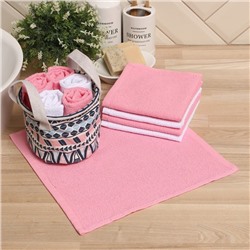 Салфетки махровые декоративные «Этель. Этно», 5 шт., 30×30 см, хлопок 100%, розовые/белые