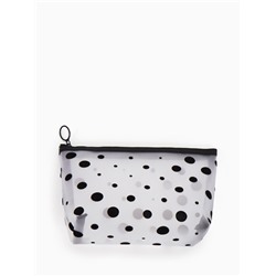 Косметичка DOTs, с рисунком, сетка, на молнии, белая