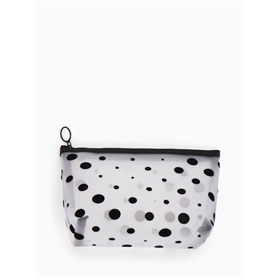 Косметичка DOTs, с рисунком, сетка, на молнии, белая