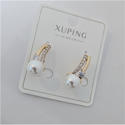 Серьги коллекция "Xuping" покрытие позолота, вставка: искусственный жемчуг и фианиты, арт.004.054