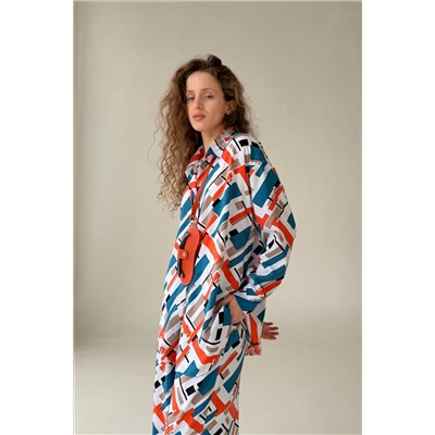 Рубашка  СЕТ001/16/Синий, оранжевый