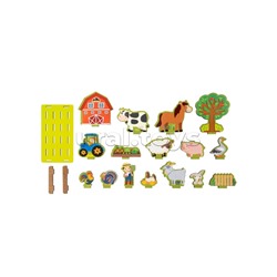 Игрушка из дерева "Что за чем? Ферма" 19 элементов