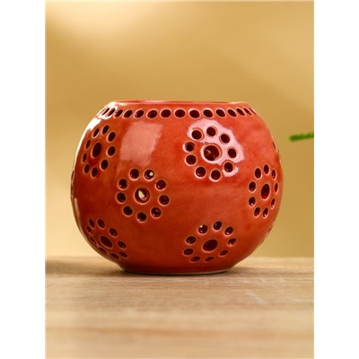 Подсвечник «Шар», 9×9×7 см, керамика, красный