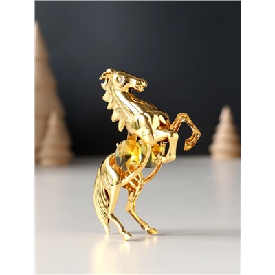 Фигурка металл «Лошадь» с 2 жёлтыми хрусталиками, 5.5×2×8 см