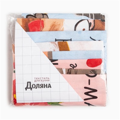 Набор полотенец кухонный Доляна Cats 35×60 см - 8 шт., 100% хлопок