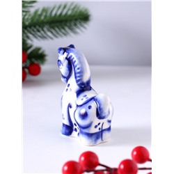 Фигурка фарфор гжель «Конь Буян», 7.5×6×3 см, бело-синий