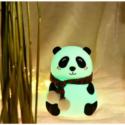 Ночник силиконовый сенсорный с таймером 30мин, Панда с шарфиком