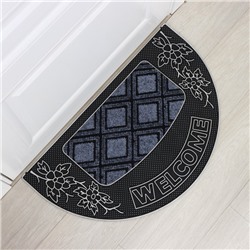Коврик придверный Доляна «Welcome», полукруглый, 45×75 см, серебряный