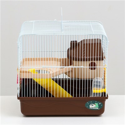 Клетка для грызунов «Пижон», 31×24×29 см, двухэтажная, с наполнением, пластик, металл, коричневая