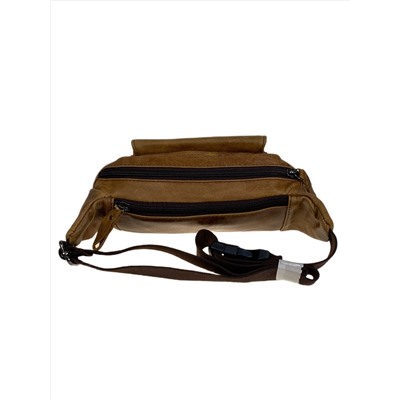 Мужская сумка на пояс из натуральной кожи, цвет коричневый