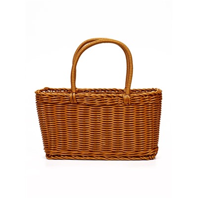 Корзина плетёная для хранения, 29×16×16 см, ручка h=17 см, пластиковая, коричневая