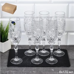 Бокал 6 штук 170 гр хрусталь / 7641 / 1000/1 /уп 3/ ЦВЕТНАЯ