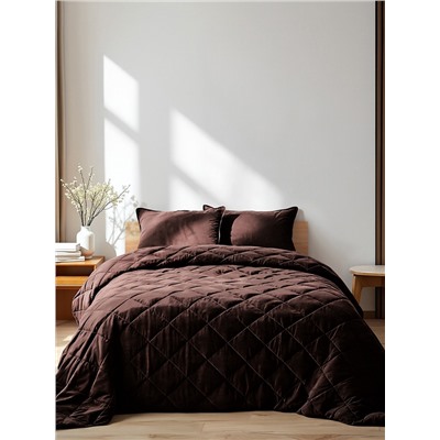 Покрывало «Этель» 220×240±5 см, велюр, коричневое