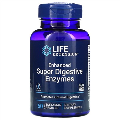 Life Extension, усовершенствованная суперсмесь пищеварительных ферментов, 60 вегетарианских капсул