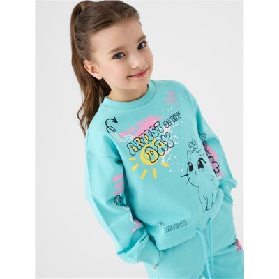 Комплект трикотажный для девочек: толстовка, брюки