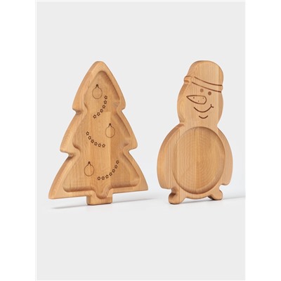 Подарочный набор посуды Adelica «С Новым годом», менажницы деревянные: снеговик 25×14 см, ёлка 25×20.5 см, магнит, в подарочной коробке