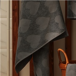 Полотенце махровое Love Life Hearts, 70×140 см, хлопок 100%, тёмно-серое