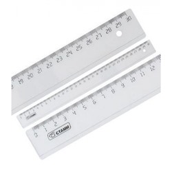 Линейка пластиковая 30 см прозрачная, бесцветная ЛН33 Стамм