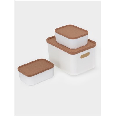 Набор органайзеров для хранения Korely, 3 предмета: 2.4 л / 0.76 л / 0.76 л, цвет слоновая кость