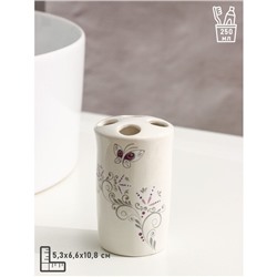 Аксессуары для ванной Доляна «Изящество», 4 предмета, дозатор 250 мл, мыльница, 2 стакана, белые