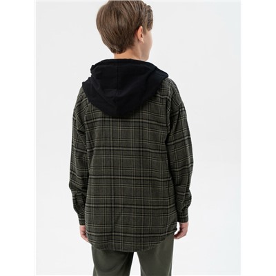 Рубашка текстильная с капюшоном из трикотажа для мальчиков