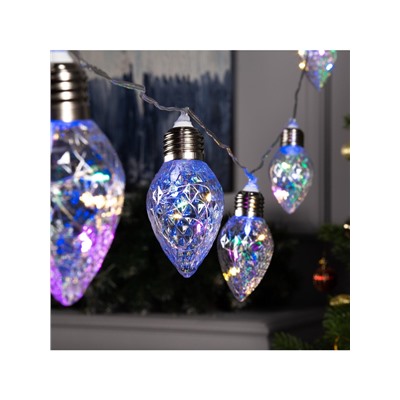 Гирлянда «Нить» 3 м с насадками «Лампочки шишки», IP20, прозрачная нить, 80 LED, свечение мульти, 8 режимов, 220 В