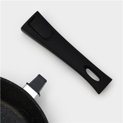 Сковорода Доляна «Элит», d=26 см, съёмная ручка, стеклянная крышка, антипригарное покрытие, алюминий, чёрная