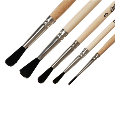 Набор кистей для рисования, белка, 5 штук: №: 1, 2, 3, 4, 5, Calligrata, круглые, деревянная ручка, в пенале